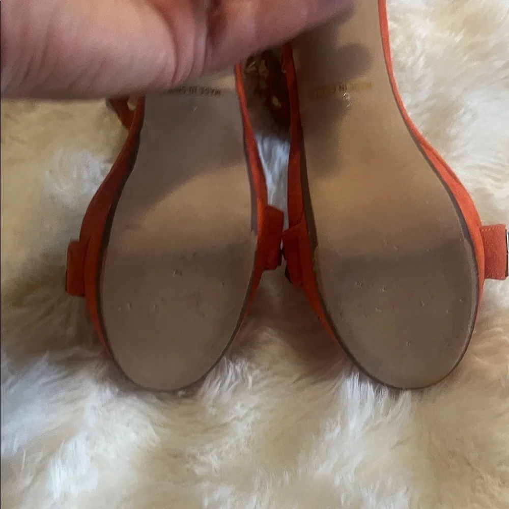 Jeffrey Campbell Orange Suede Studded Platform Heels 9